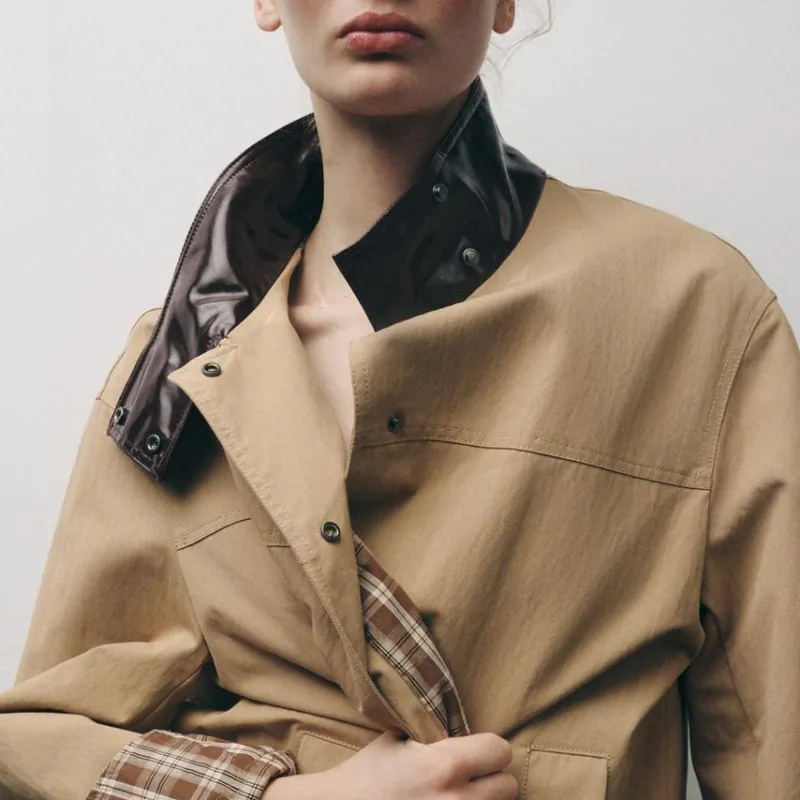 ZARA ZW Series Jackets Coats Women's Khaki-4