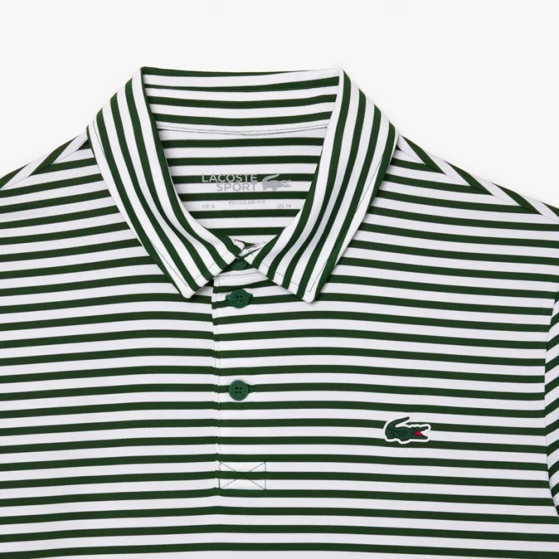 LACOSTE Polo Shirt Men's White Green Stripes-4