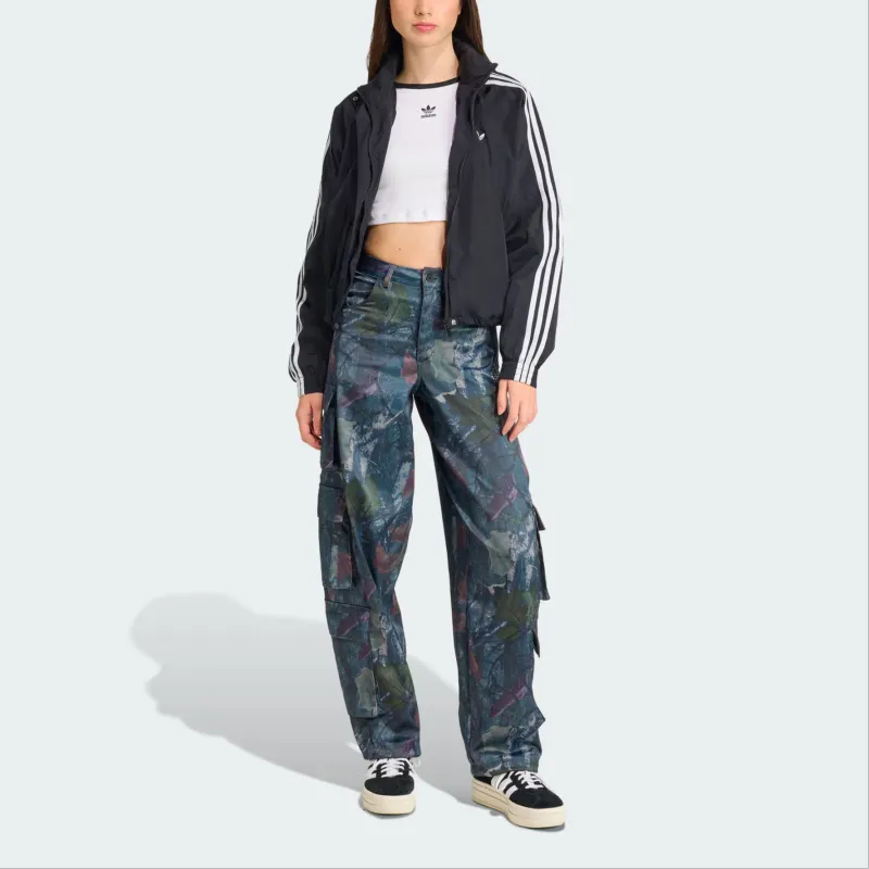 Adidas SS25 LEAF CAMO PRINT SATIN CARGO JOGGERS Cargo Pants Women's-2