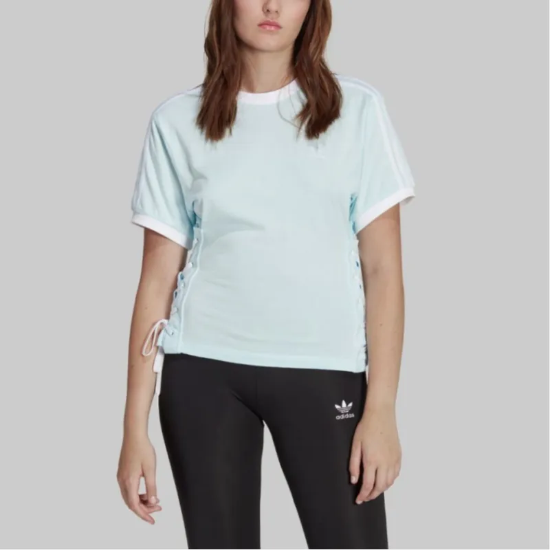 Adidas Originals Drop Shoulder Sleeve T Shirt Women's Blue-3