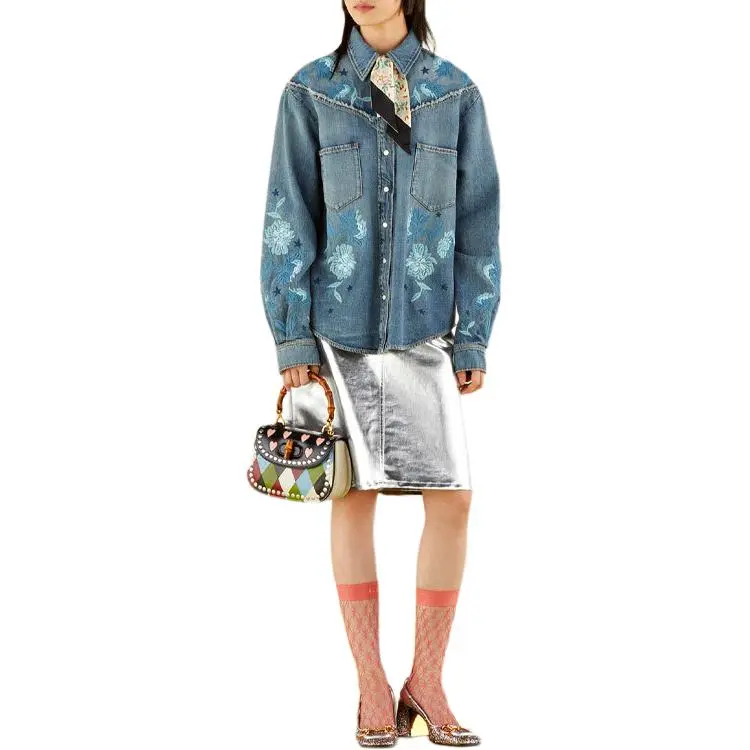 GUCCI Lovelight Series FW22 Denim Jacket Women's Blue-1