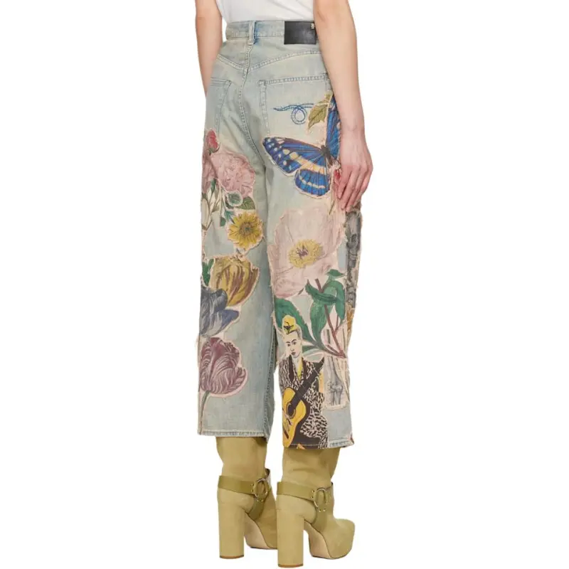 R13 Floral appliqué Jeans-1