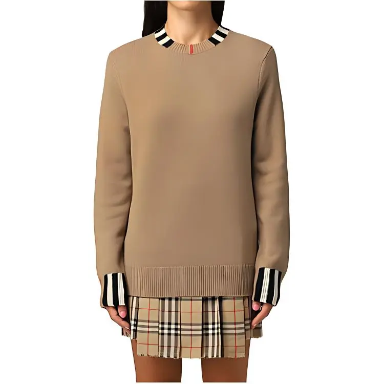 Burberry Icon Stripe Trim Cashmere Sweater Archive Beige-1