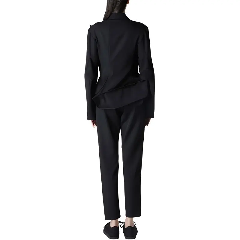 Yohji Yamamoto Box Hem Peaked Jacket 'Black'-2