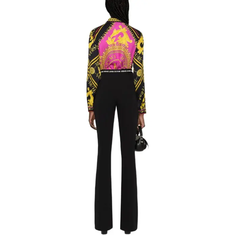 VERSACE Logo Couture-Print Straight Hem Shirt-4