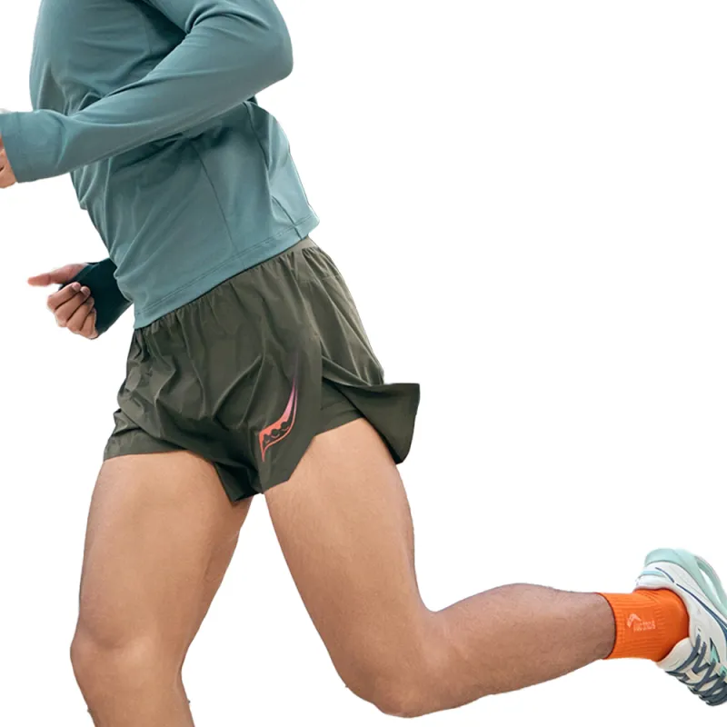 Saucony Casual Shorts Men's Withered Yellow Green-2
