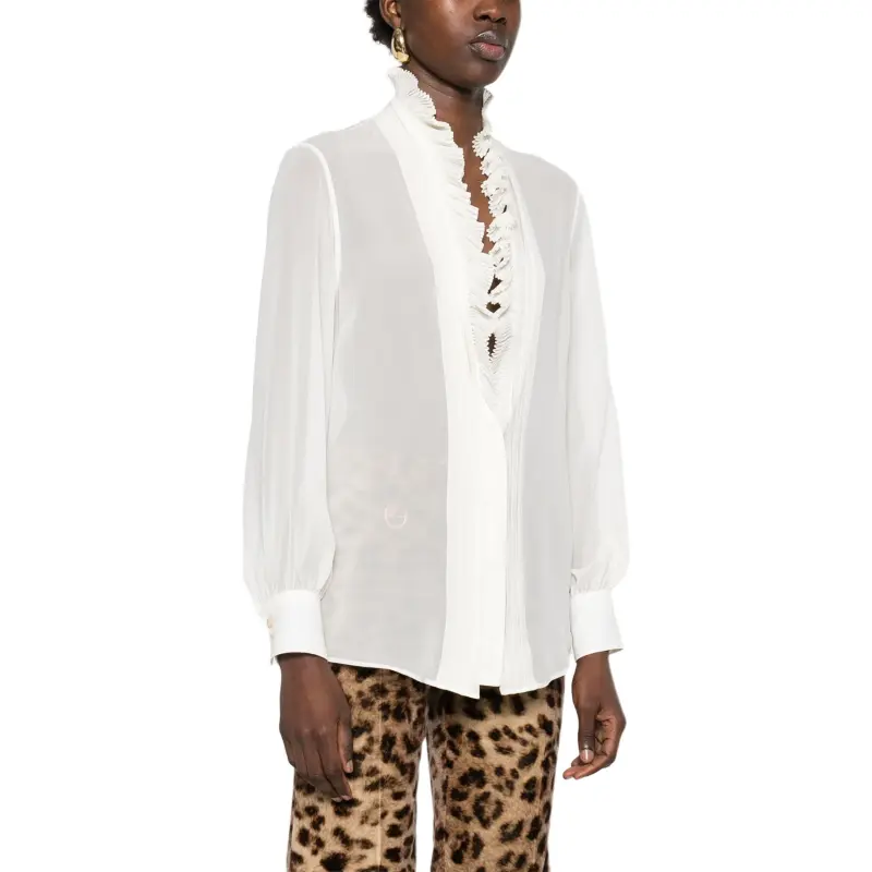 TOM FORD Ruffle Detailed V Neck Blouse-3