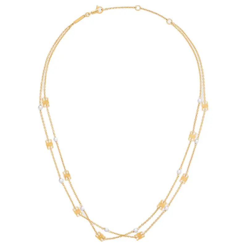 CELINE Brass, Gold Plated, Pearl, Resin Necklaces Unisex Gold-1