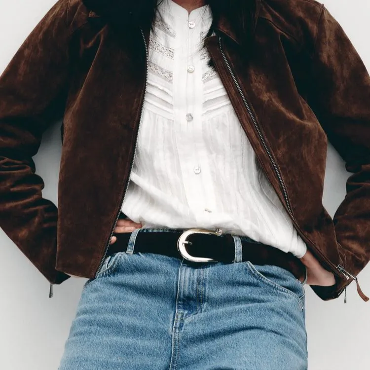 ZARA Leather Jacket Women's Brown-4