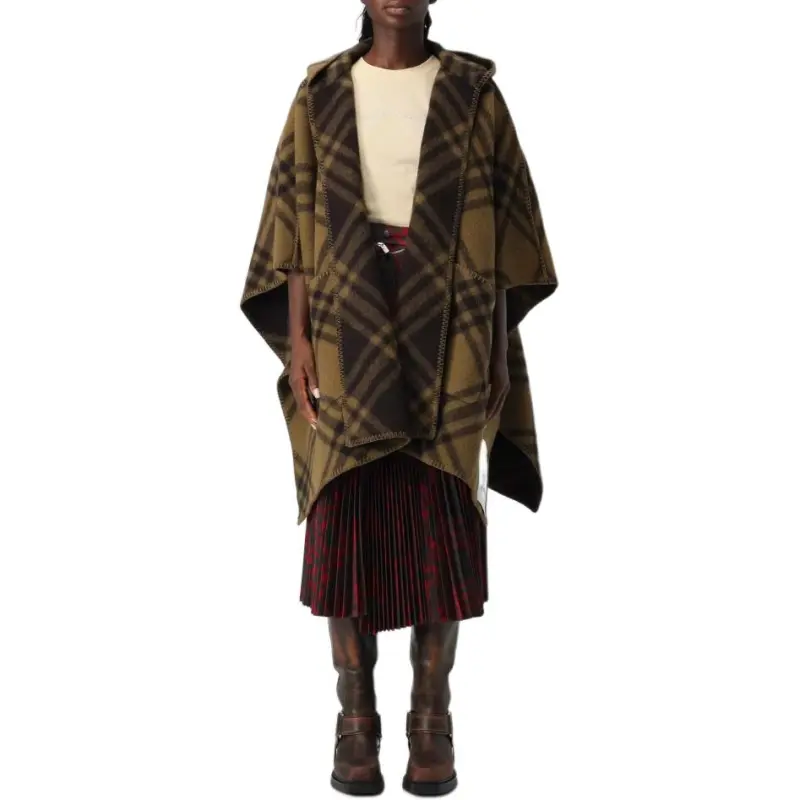 Burberry Check Pattern Hooded Cape-2