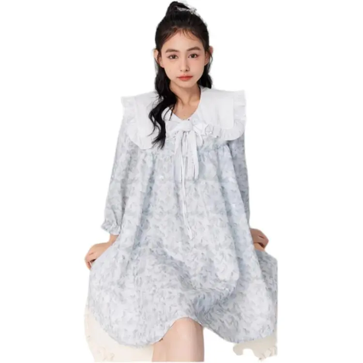 ZIHAN Long Sleeved Dress Women's Sky Blue-3