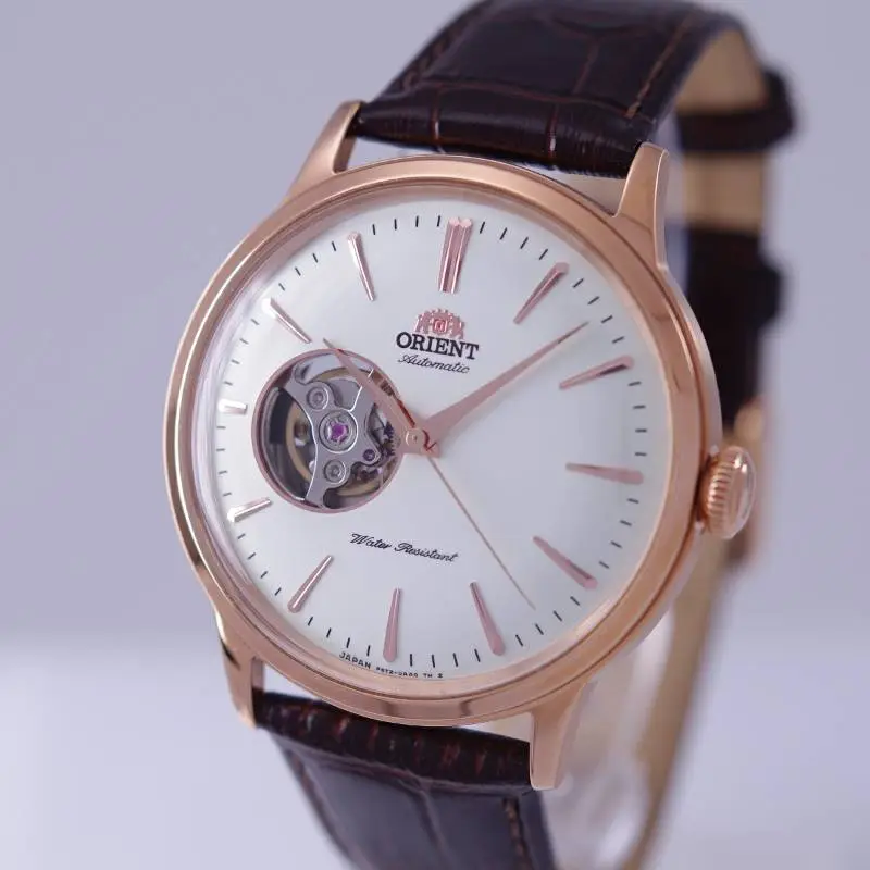 ORIENT Automatic/Manual Mechanical Movement Cow Leather Strap Watch 45.5*40.5mm Men's Watches White Dial-2