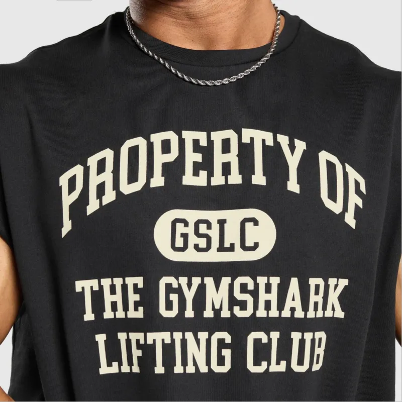 GYMSHARK Property Of Cut Off Tank T Shirt Men's Black-4