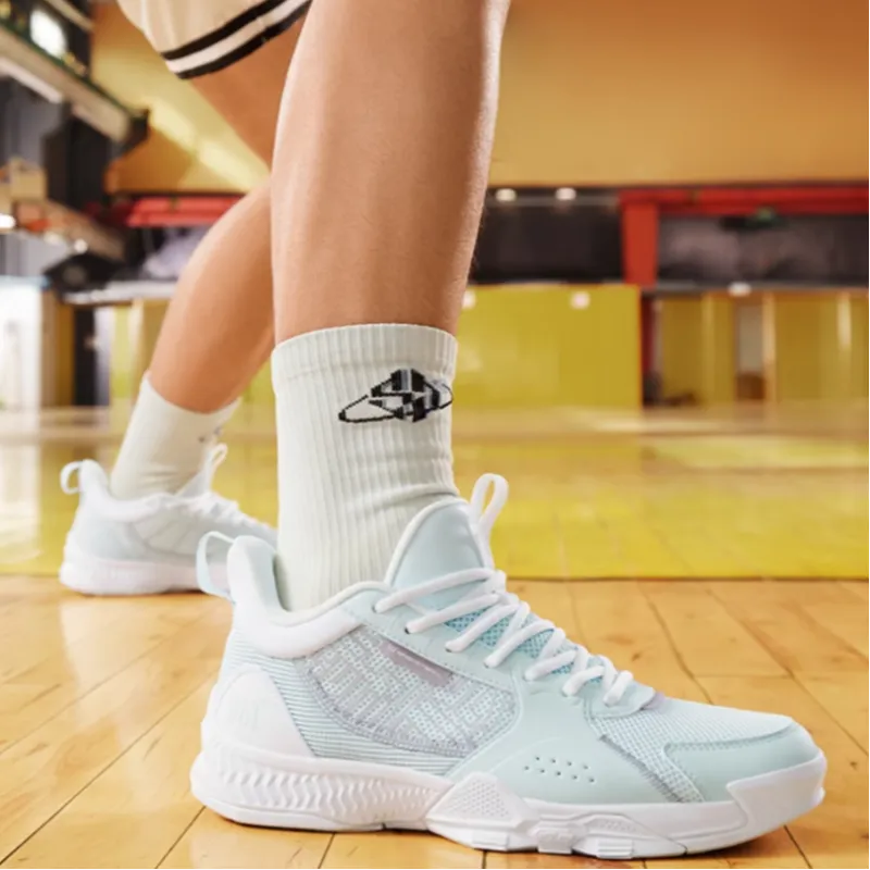 361° Cushioning Wear-Resistant Low-Top Basketball Shoes Men's Green White-3