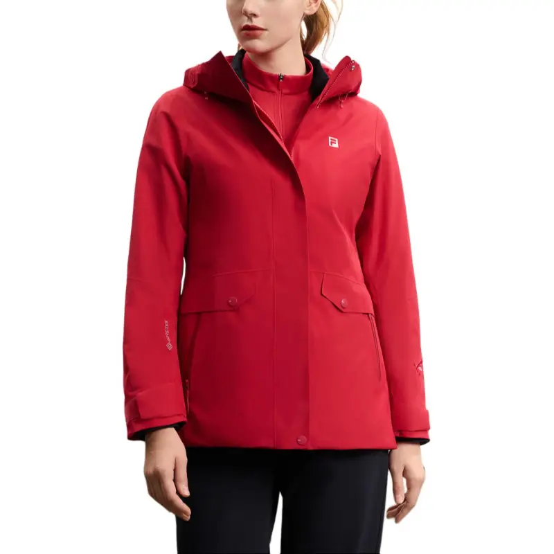 FILA Water Resistant Windbreaker Jacket Women's Dark Brier Red-3