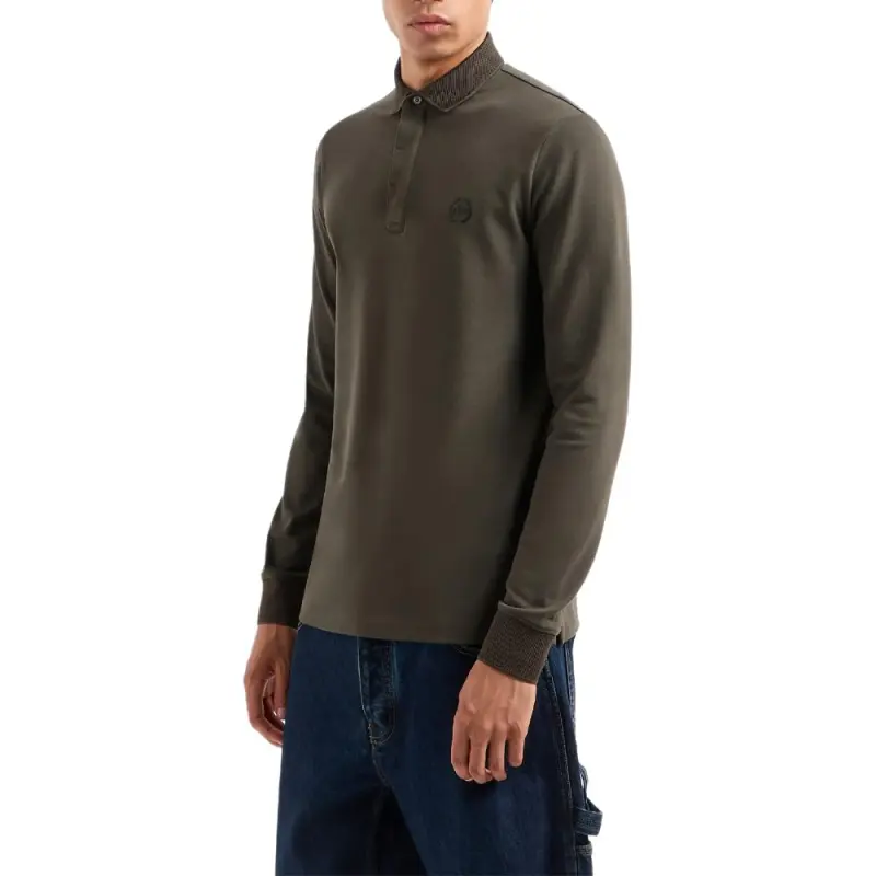 ARMANI EXCHANGEAE SS24 Polo Shirt Men's Olive Brown-1