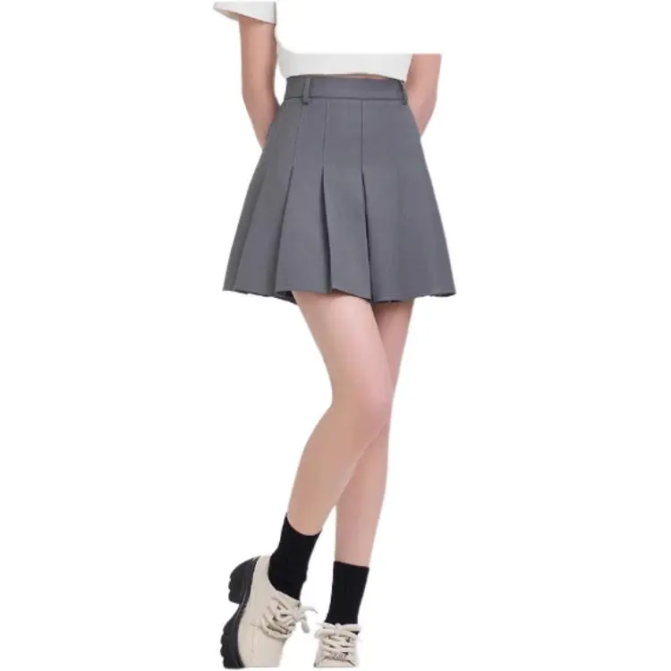 Three Blessings Casual Short Skirts Women's Gray-3