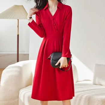 Fele.d Long Sleeved Dress Women's Burgundy
