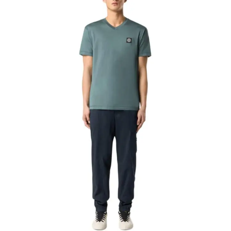 STONE ISLAND Compass Patch V Neck T Shirt-2