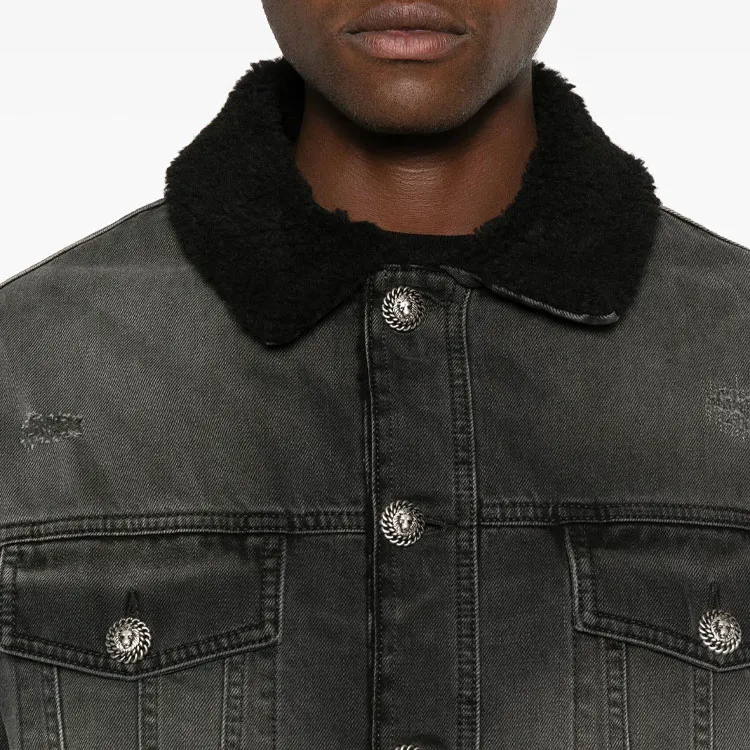 BALMAIN Distressed Denim Jacket-5
