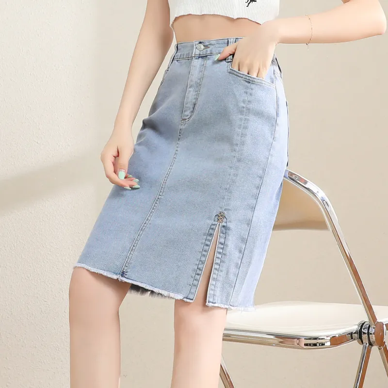 JEANSWEST Denim Short Skirts Women's Light Blue-5
