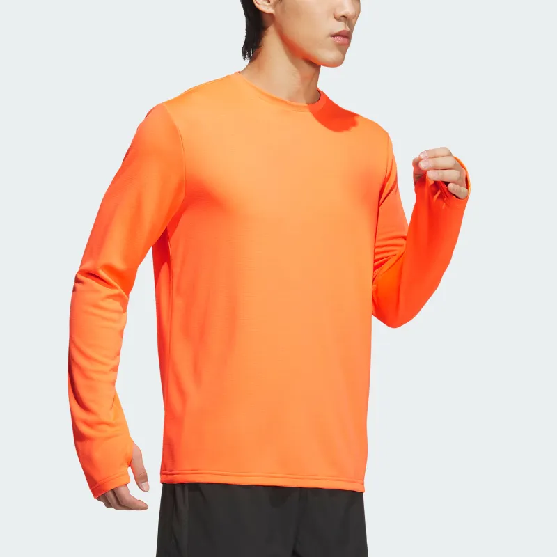 Adidas FW24 ESS RN T LS WR T-Shirt Unisex Warning Red Fluorescent/Deep Silver Gray-2
