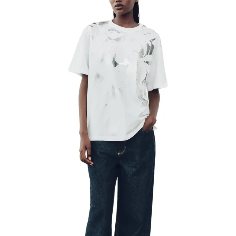 ZARA T-Shirts Women's Silver-2