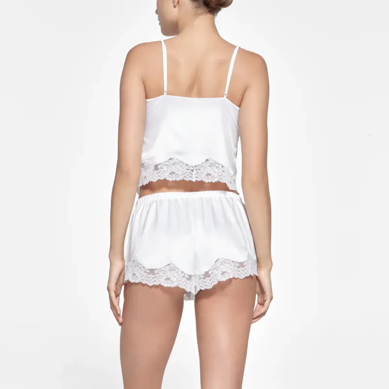 SKIMS Wedding Dress Series WOVEN SHINE CAMI AND SHORT SET Pajama Set Women's SNOW/Snow-3