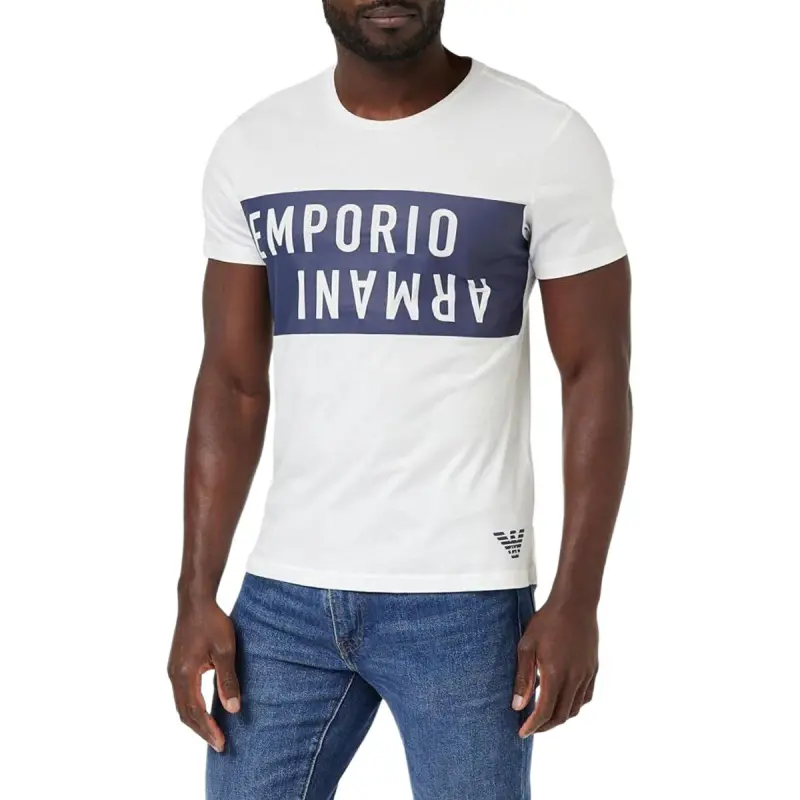 EMPORIO ARMANI SS24 T Shirt Men's White Blue-4