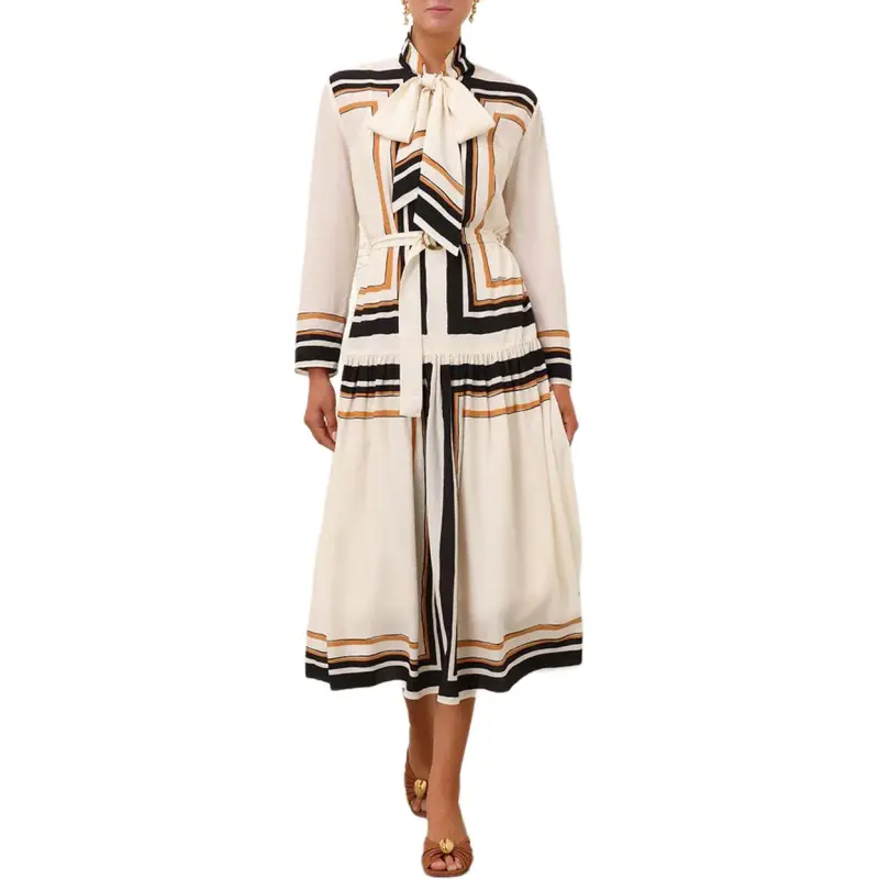 Zimmermann Pussy bow Collar Midi Dress-1