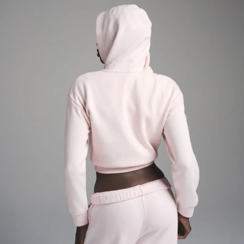 SKIMS SS25 COTTON FLEECE SHRUNKEN ZIP UP HOODIE Sweatshirt Women's BARELY PINK/Light Pink-2