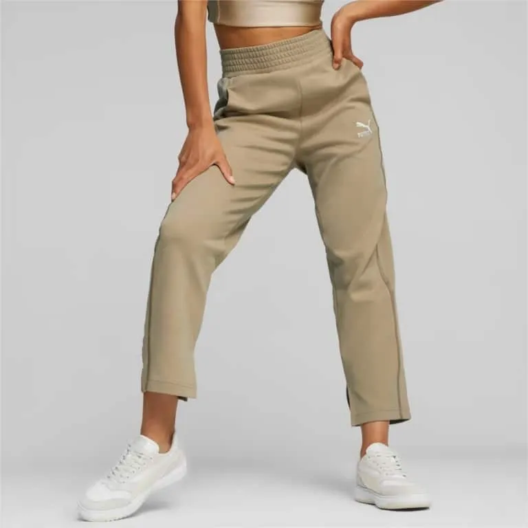 PUMA T7 High Waist Pants Knitted Sweatpants Women's Khaki-2