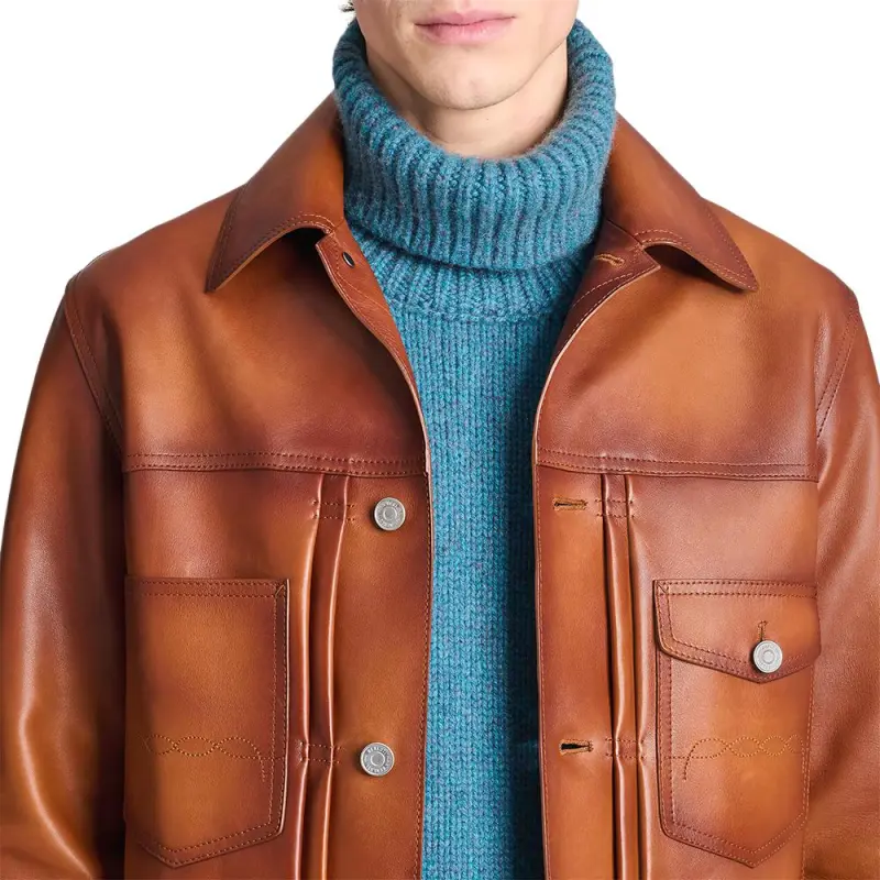 BERLUTI Leather Jacket Men's Brown-4