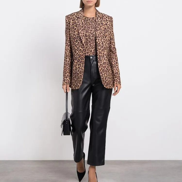 Valentino Leopard Print Long Sleeved Blazer-1