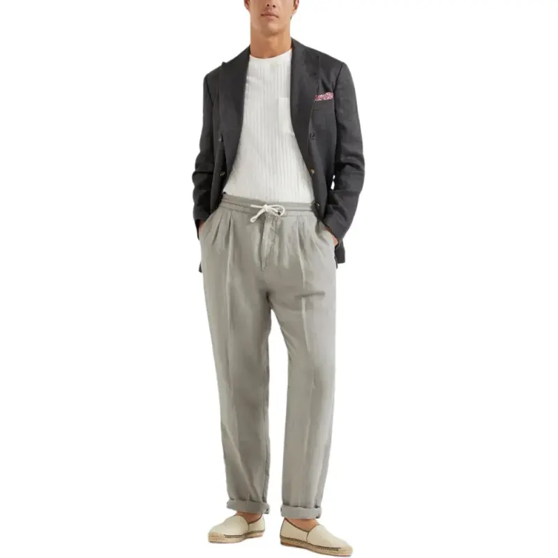 Brunello Cucinelli Drawstring waistband Tapered Trousers-1