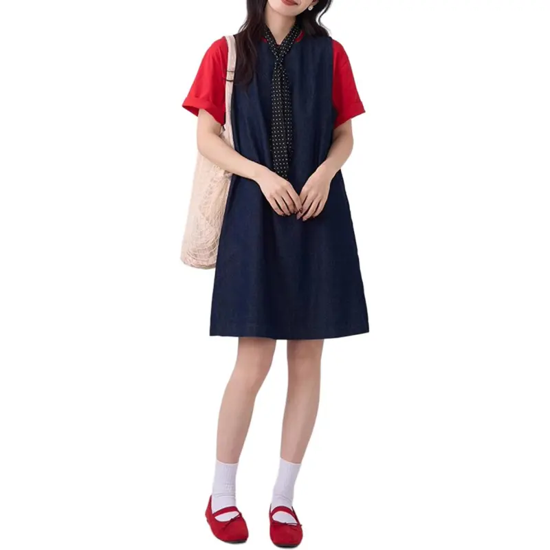 HTMEME Sleeveless Dress Women's Dark Blue-6