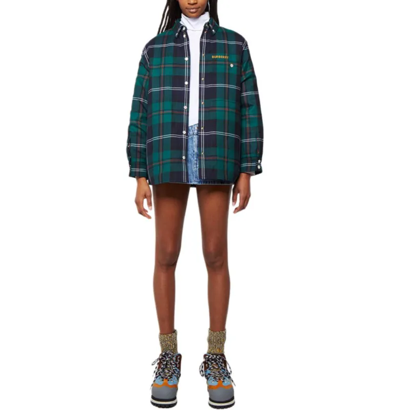 Burberry Embroidered Logo Check Overshirt 'Dark Viridian Green'-1