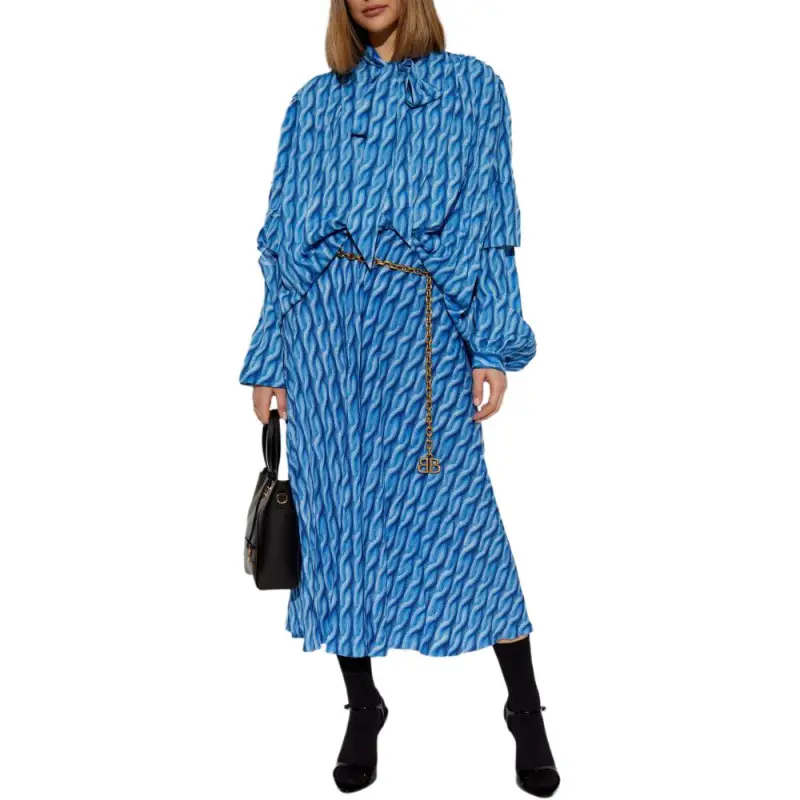 Balenciaga Pattern Tie Detailed Dress-2