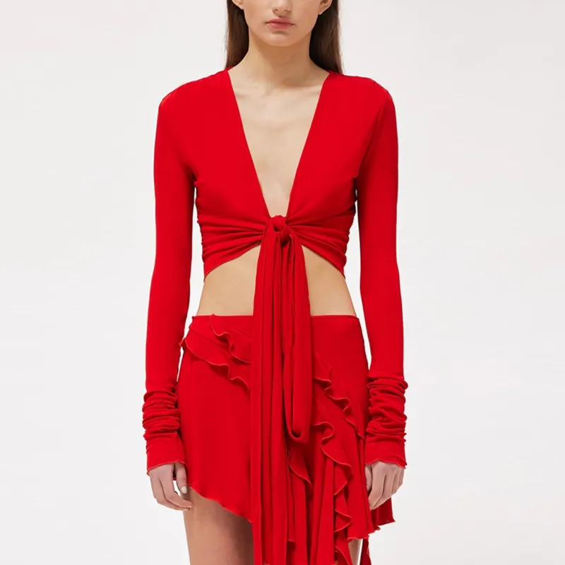 Blumarine Wrap Tie-Detailed Top-4
