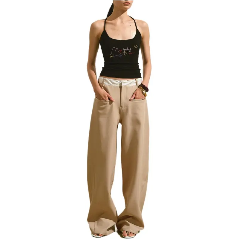 NAWS Spring Summer Candy Casual Pants Straight Fit Women's-3