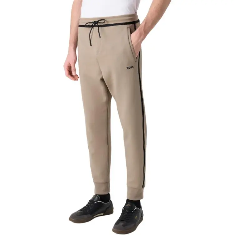 HUGO BOSS Knitted Sports Pants Men's Taupe-3