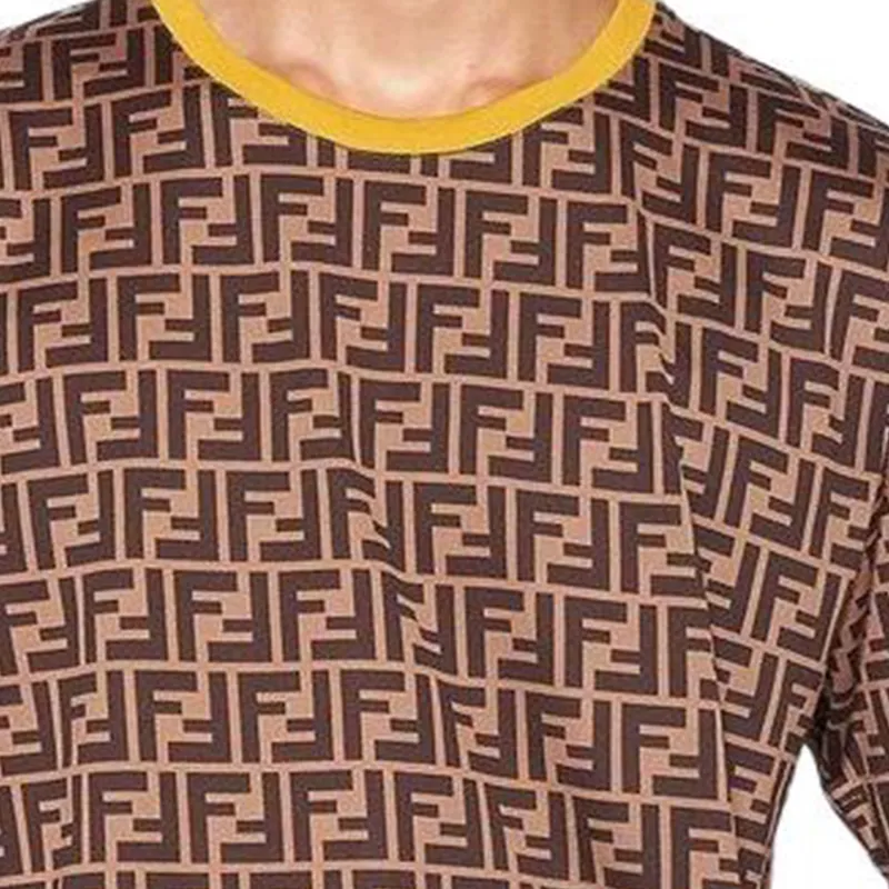 FENDI T-Shirts Men Brown-2