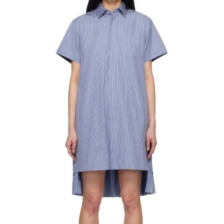 Sacai Striped Pleated Midi Chemisier Dress-2