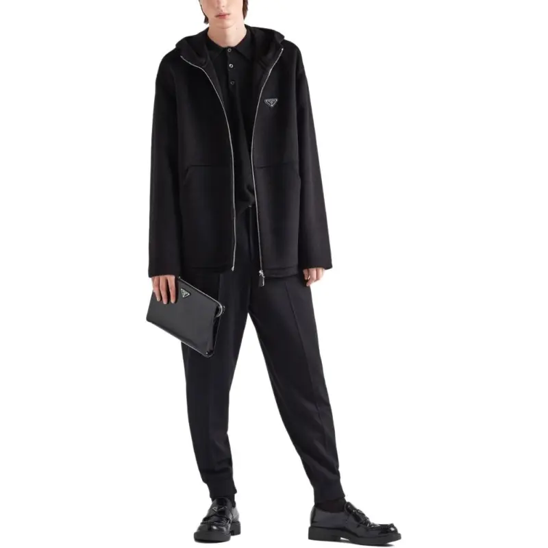 PRADA Triangle logo Zip up Hoodie-2