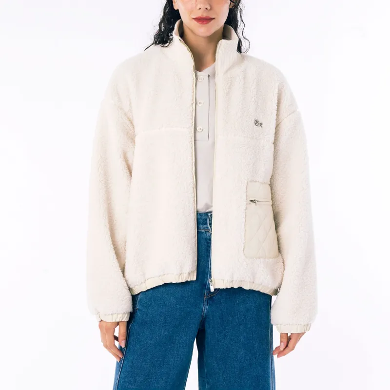 LACOSTE Velvet feel Coat Women's White-2