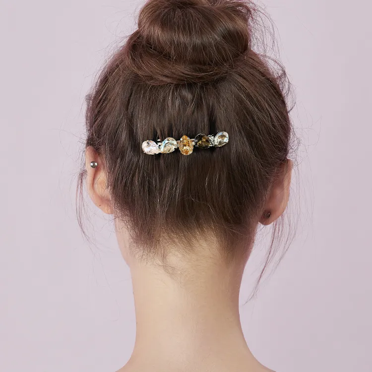 ROYALSASA Alloy Faux Crystal Hair Clips Women's-2