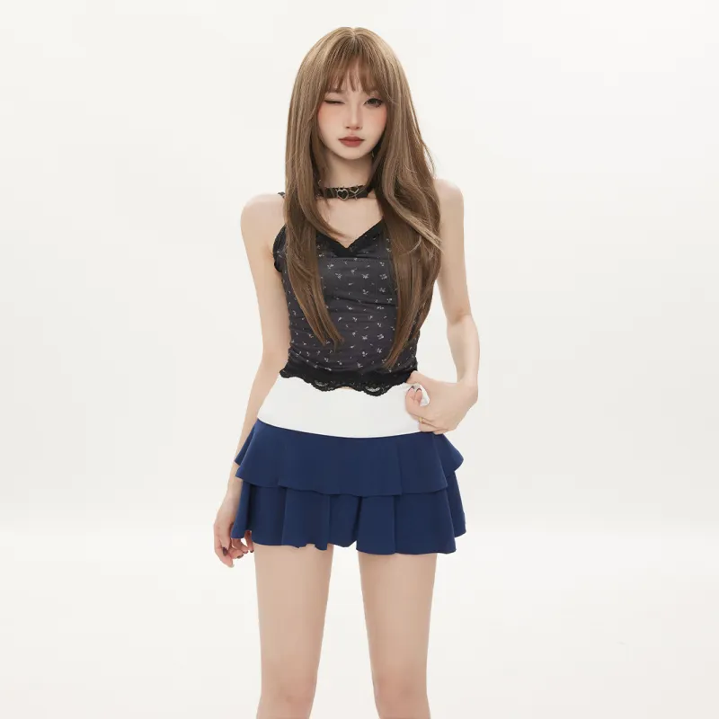 OROI Casual Short Skirts Women's Blue-4