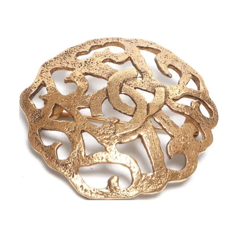 CHANEL 1980 1990 Plated Cc Filigree Brooch Costume Brooch-1