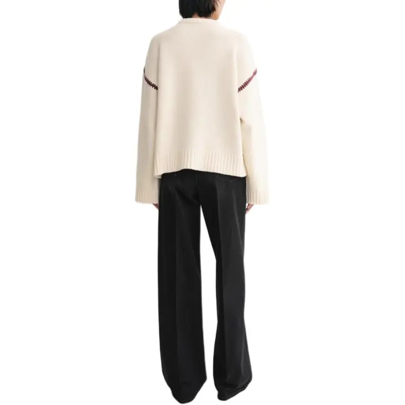 TOTEME Sweaters Women's White/Bordeaux Burgundy-2
