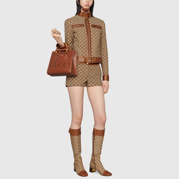 GUCCI GG canvas Leather trim Jacket-3